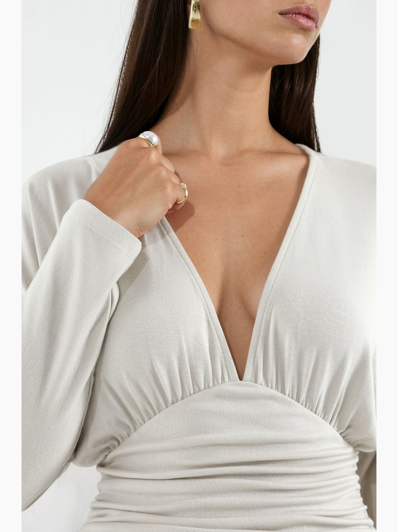 Blouse en maille à col v coupe décontractée hiccup Blanc cassé - Kiabi