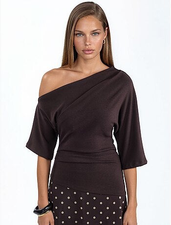 Blouse en maille à manches courtes et encolure bateau pour femme busem