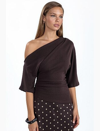 Blouse en maille à manches courtes et encolure bateau pour femme busem