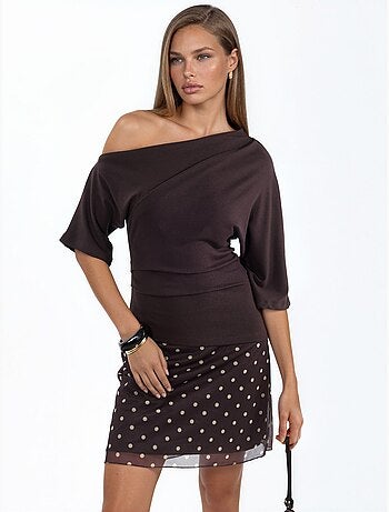 Blouse en maille à manches courtes et encolure bateau pour femme busem