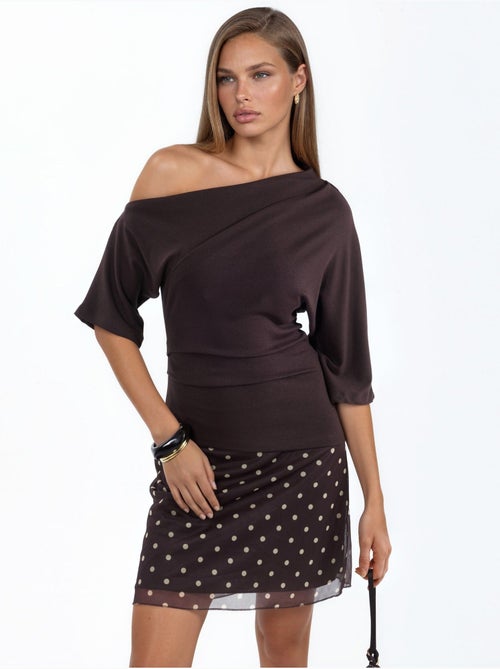 Blouse en maille à manches courtes et encolure bateau pour femme busem - Kiabi Blouse en maille à manches courtes et encolure bateau pour femme busem - Kiabi