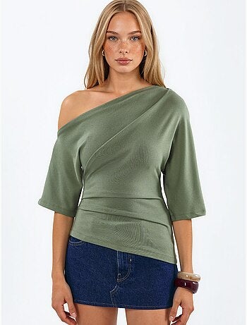 Blouse en maille à manches courtes et encolure bateau pour femme busem
