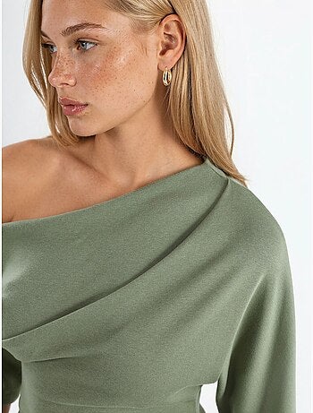 Blouse en maille à manches courtes et encolure bateau pour femme busem