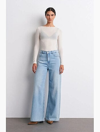 Blouse en maille ajustée à col bateau et manches longues dilvin