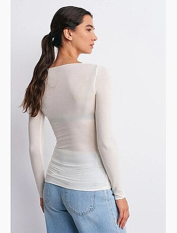 Blouse en maille ajustée à col bateau et manches longues dilvin