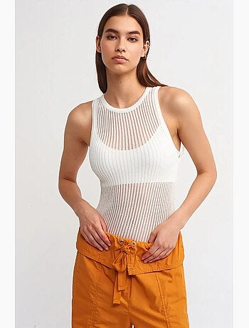 Blouse en maille côtelée sans manches dilvin
