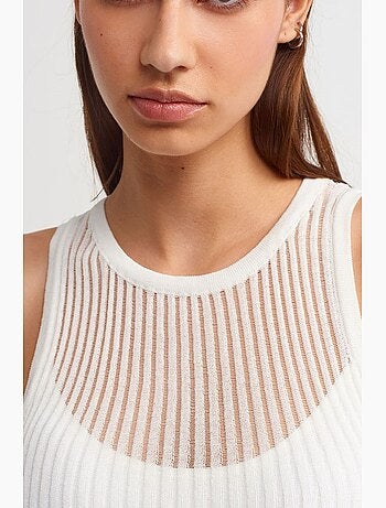 Blouse en maille côtelée sans manches dilvin