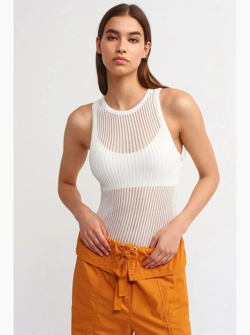 Blouse en maille côtelée sans manches dilvin - Kiabi Blouse en maille côtelée sans manches dilvin - Kiabi