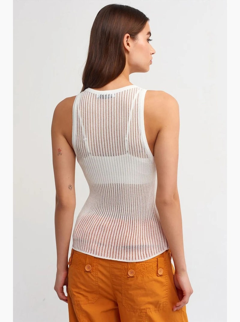 Blouse en maille côtelée sans manches dilvin Blanc - Kiabi