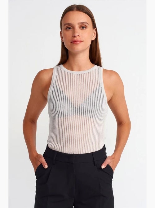 Blouse en maille côtelée sans manches dilvin - Kiabi Blouse en maille côtelée sans manches dilvin - Kiabi