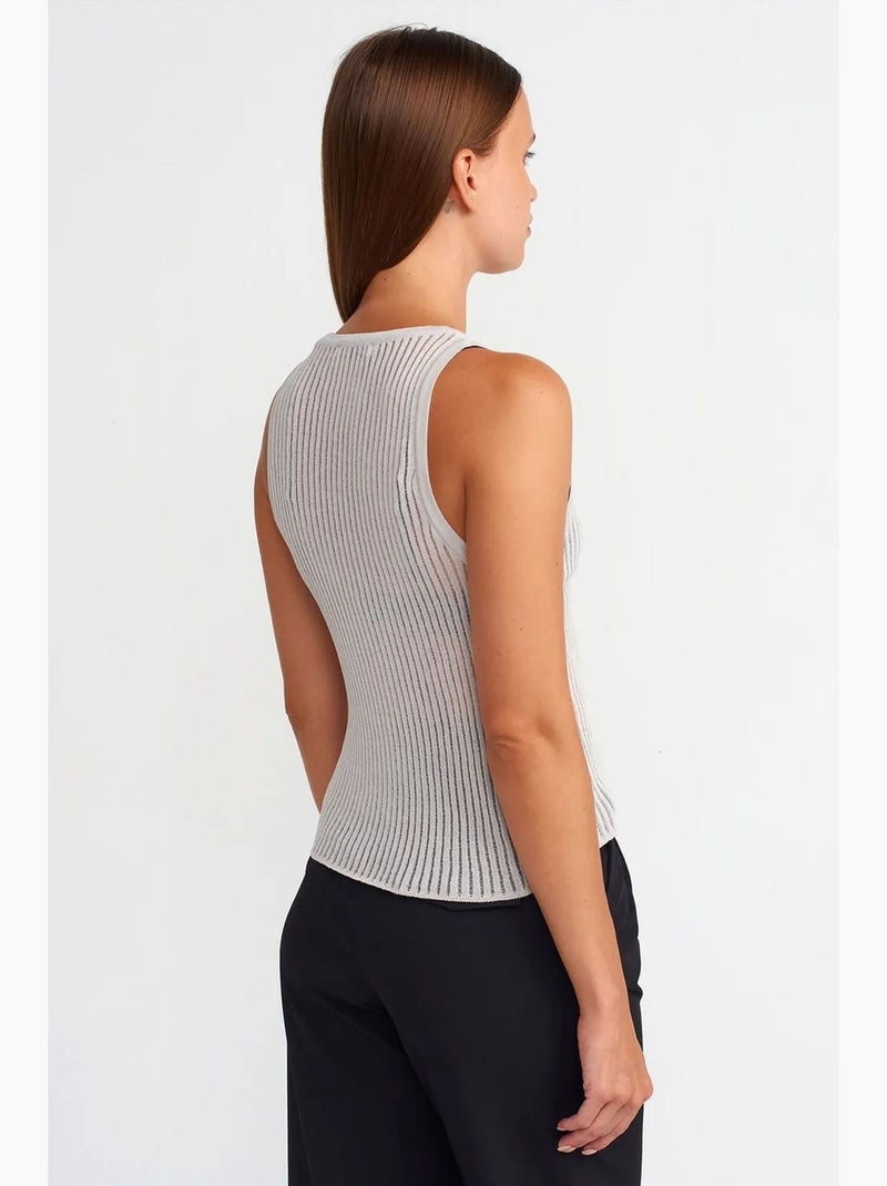 Blouse en maille côtelée sans manches dilvin Ivoire - Kiabi