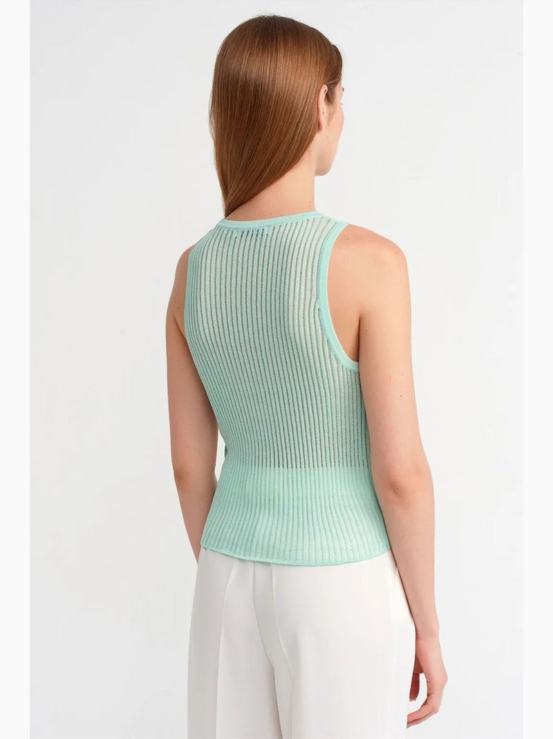 Blouse en maille côtelée sans manches dilvin Vert pastel - Kiabi