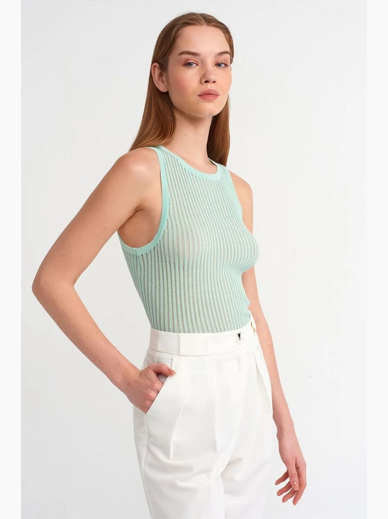 Blouse en maille côtelée sans manches dilvin Vert pastel - Kiabi