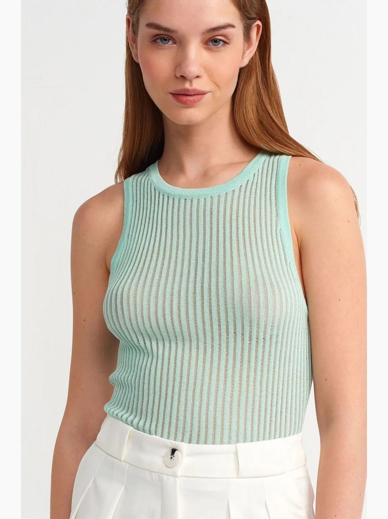 Blouse en maille côtelée sans manches dilvin Vert pastel - Kiabi