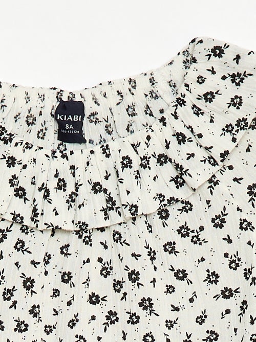 Blouse en maille crêpe avec col élastiqué - collection facile à enfiler - Kiabi