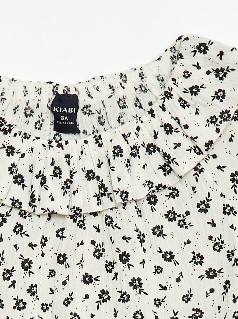 Blouse en maille crêpe avec col élastiqué - collection facile à enfiler Beige - Kiabi