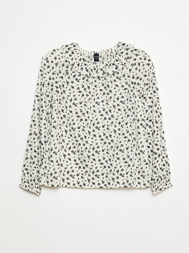 Blouse en maille crêpe avec col élastiqué - So Easy Beige - Kiabi