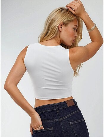 Blouse en maille sans manches à col bateau busem