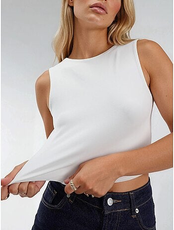 Blouse en maille sans manches à col bateau busem