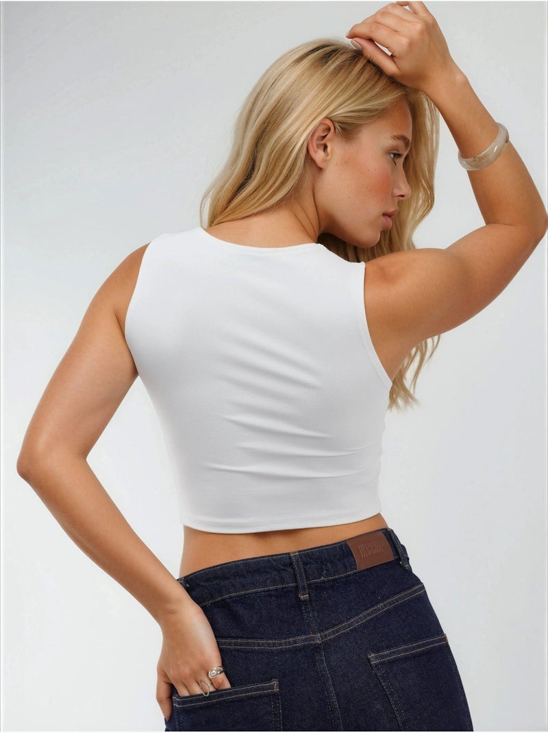 Blouse en maille sans manches à col bateau busem Blanc - Kiabi