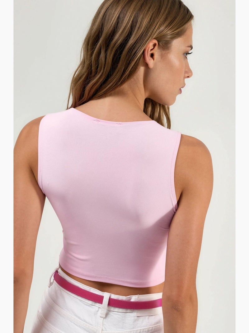 Blouse en maille sans manches à col bateau busem Rose pâle - Kiabi