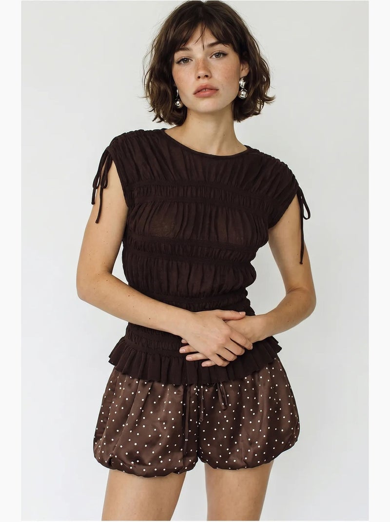 Blouse en maille sans manches, coupe ajustée, lien lucci Marron - Kiabi