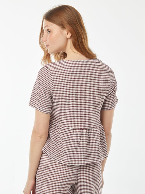 Blouse en matière crêpée avec ouverture à nouer - Kiabi