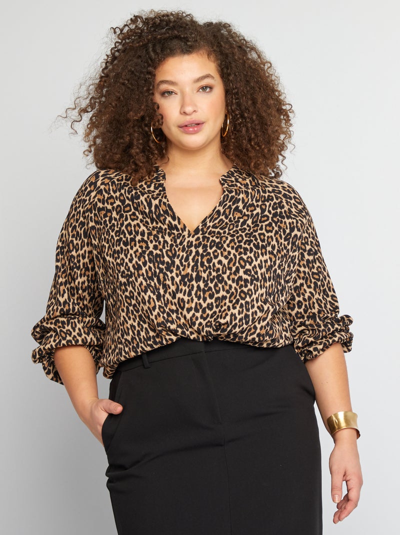 Blouse en matière crêpée BEIGE - Kiabi