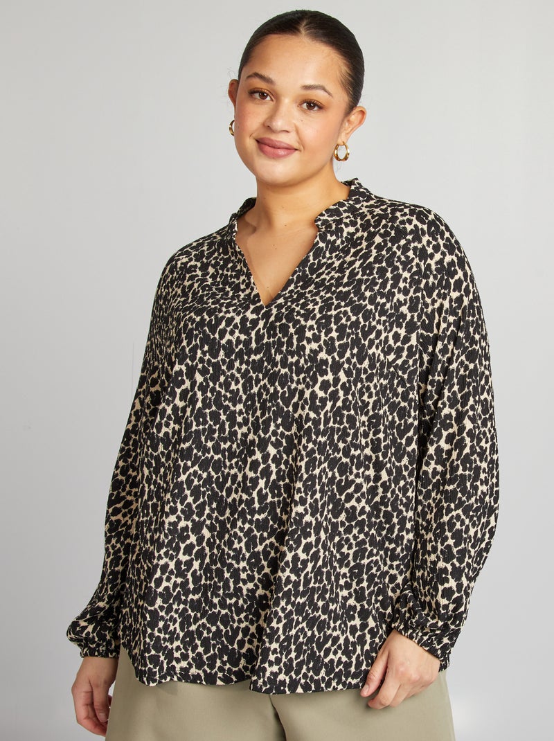 Blouse en matière crêpée Beige - Kiabi