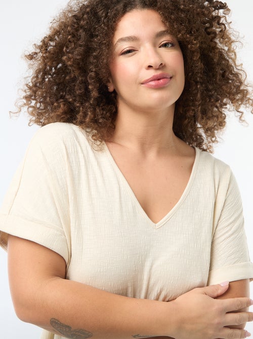 Blouse en matière crêpée manches courtes - Kiabi