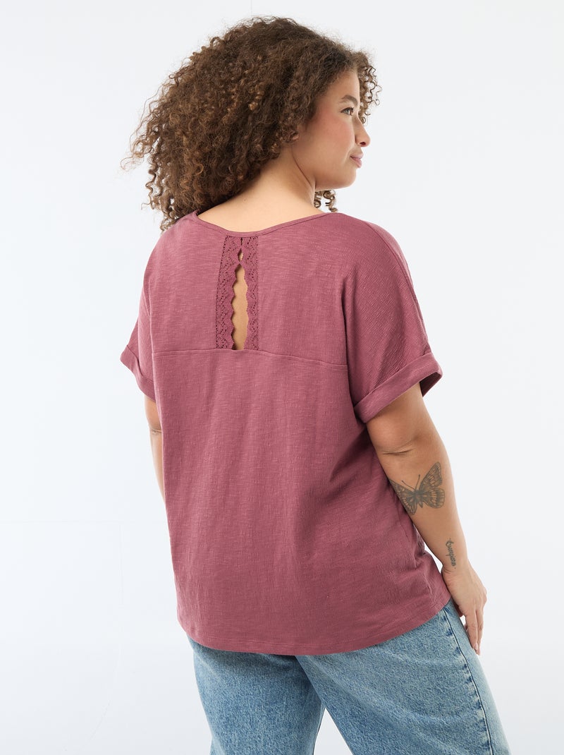 Blouse en matière crêpée manches courtes Rose - Kiabi