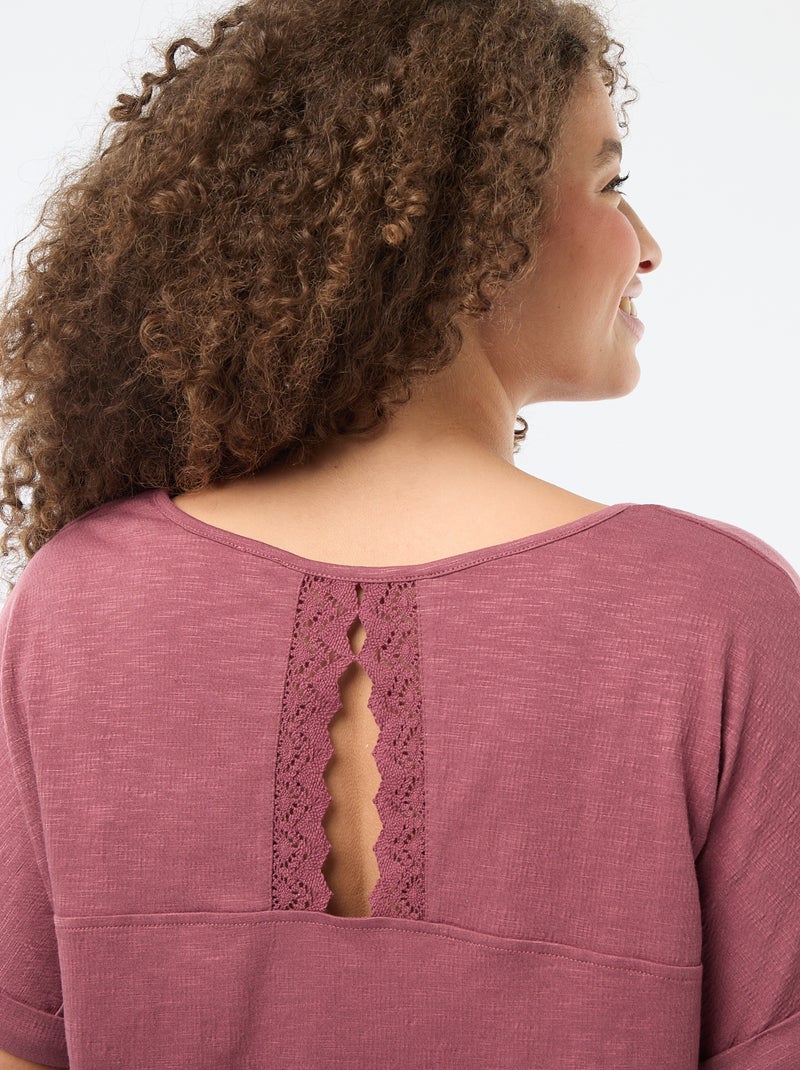 Blouse en matière crêpée manches courtes Rose - Kiabi