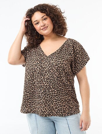 Blouse en matière gaufrée à manches courtes