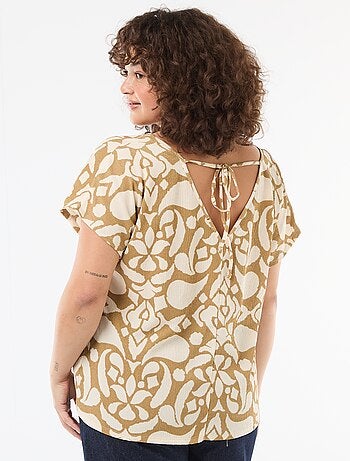 Blouse en matière gaufrée à manches courtes