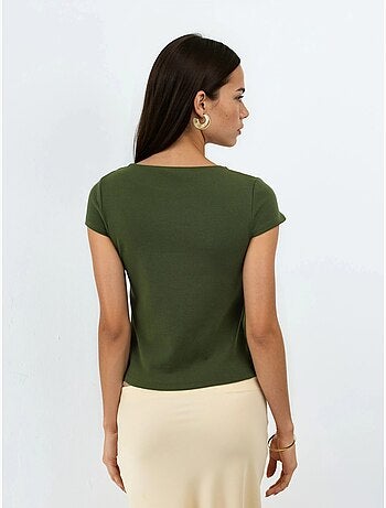 Blouse en mélange de coton à col rond et manches courtes busem