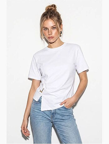 Blouse en mélange de coton à col rond lucci