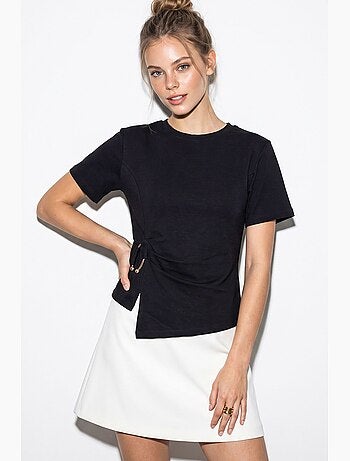 Blouse en mélange de coton à col rond lucci