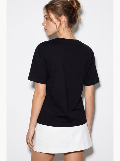 Blouse en mélange de coton à col rond lucci - Kiabi