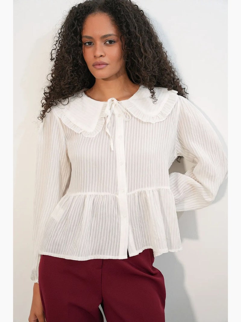 Blouse en mélange de viscose col claudine bdart Blanc cassé - Kiabi