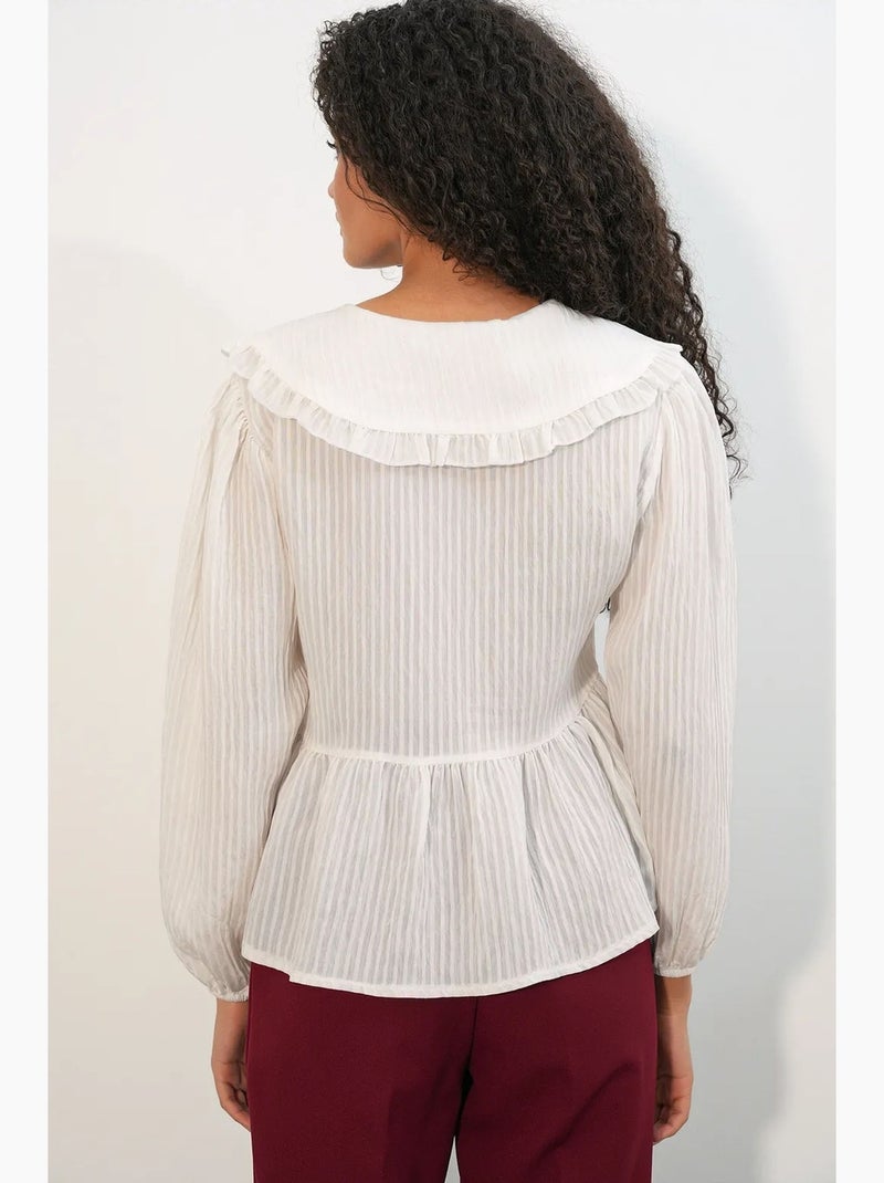 Blouse en mélange de viscose col claudine bdart Blanc cassé - Kiabi
