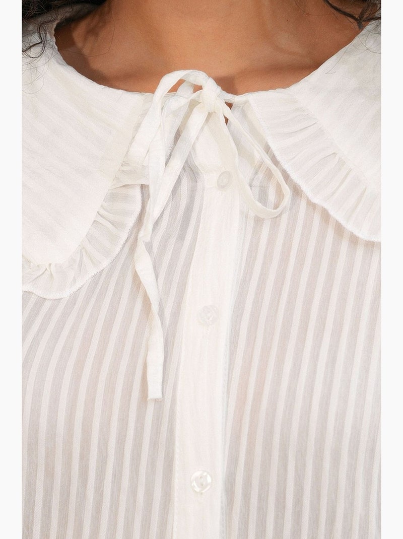 Blouse en mélange de viscose col claudine bdart Blanc cassé - Kiabi