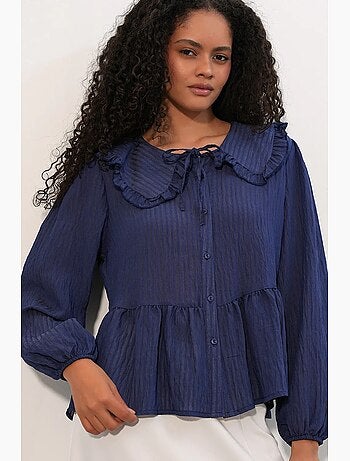Blouse en mélange de viscose col claudine bdart