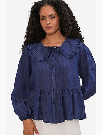 Blouse en mélange de viscose col claudine bdart