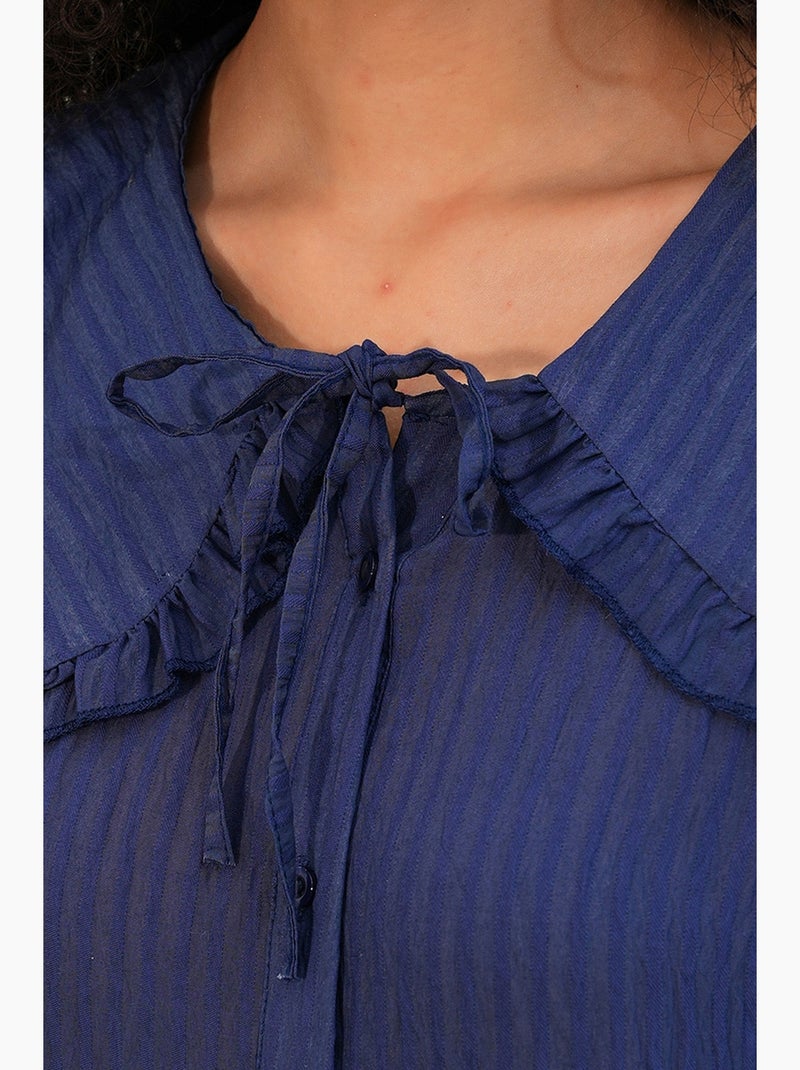 Blouse en mélange de viscose col claudine bdart Bleu marine - Kiabi