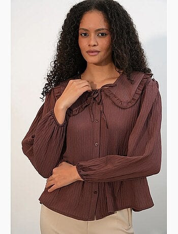 Blouse en mélange de viscose col claudine bdart