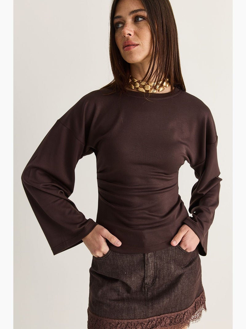 Blouse en modal lucci Marron chocolat - Kiabi