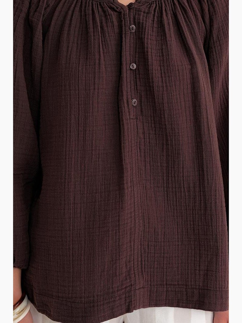 Blouse en mousseline boutonnée mixray Marron foncé - Kiabi