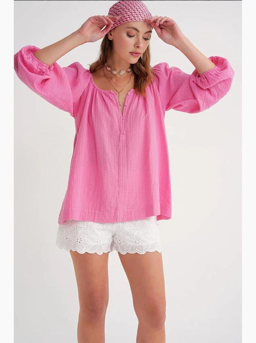 Blouse en mousseline boutonnée mixray - Kiabi Blouse en mousseline boutonnée mixray - Kiabi