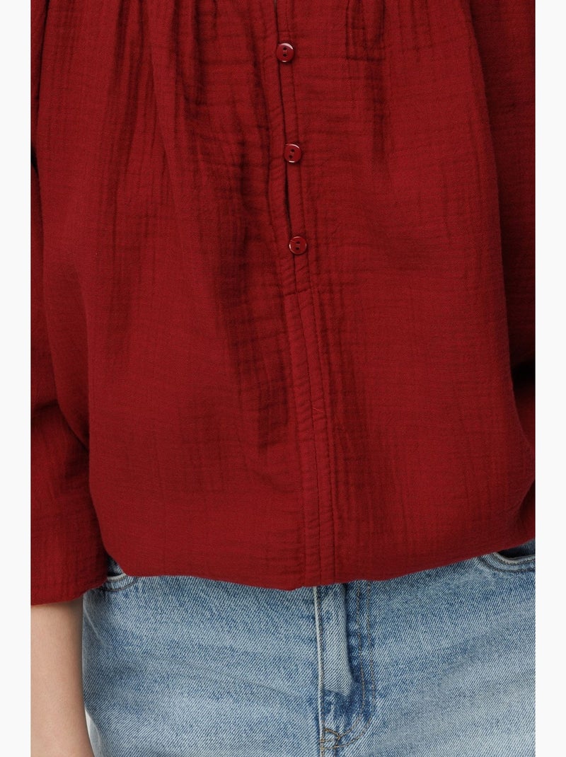 Blouse en mousseline boutonnée mixray Rouge bordeaux - Kiabi