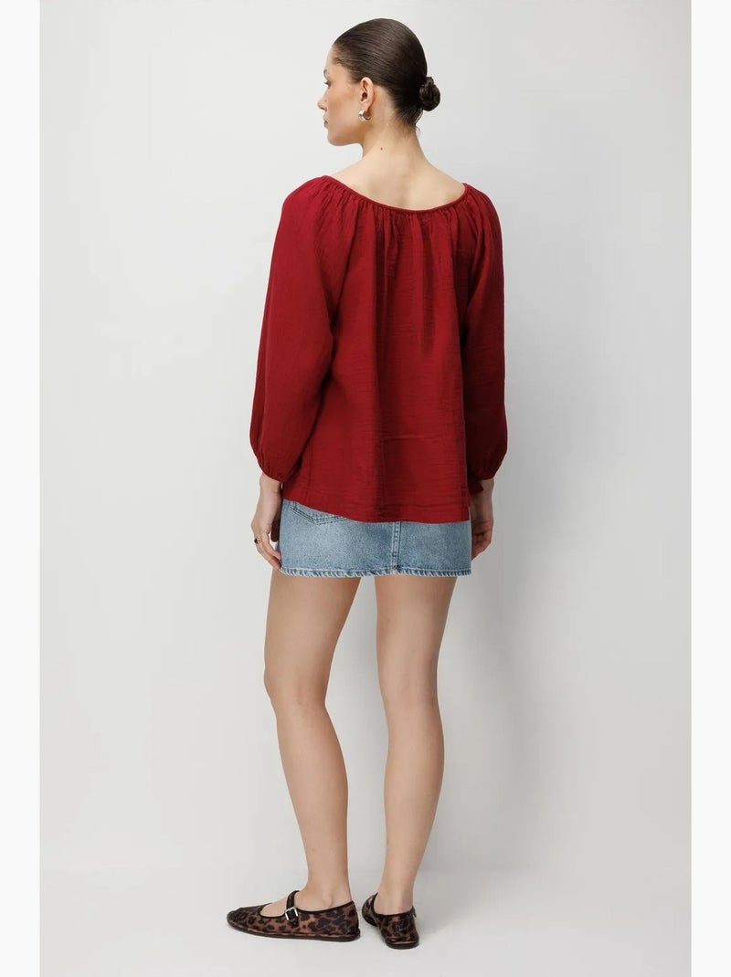 Blouse en mousseline boutonnée mixray Rouge bordeaux - Kiabi